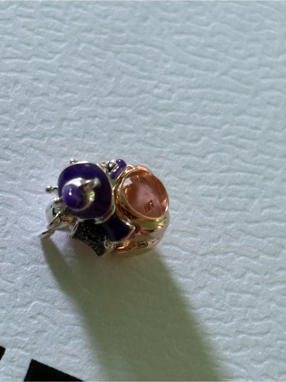 Pandora Rose Gold Pumpkin Charm with Purple Accents BRAND NEW